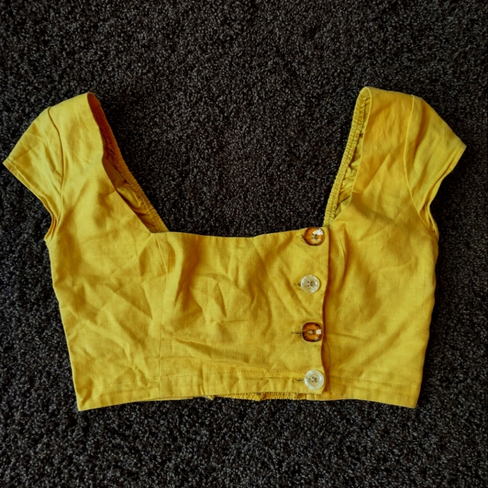 Urban Outfitters yellow button crop top